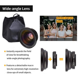 Af2 5600Px 18X Zoom 4K Digital Video Camera With Hood & Microphone & Wide-Angle Lens - Side View