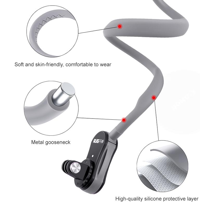 Flexible Neck Mount for Pov Viewing with Strap - With Phone Clamp & Adapter