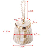 White & Beige Pearl Mini Tote Bag - Low Angle
