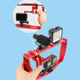 Underwater Dual Handheld Grip For Gopro Hero9 / 8 / 7 - Red - Side View
