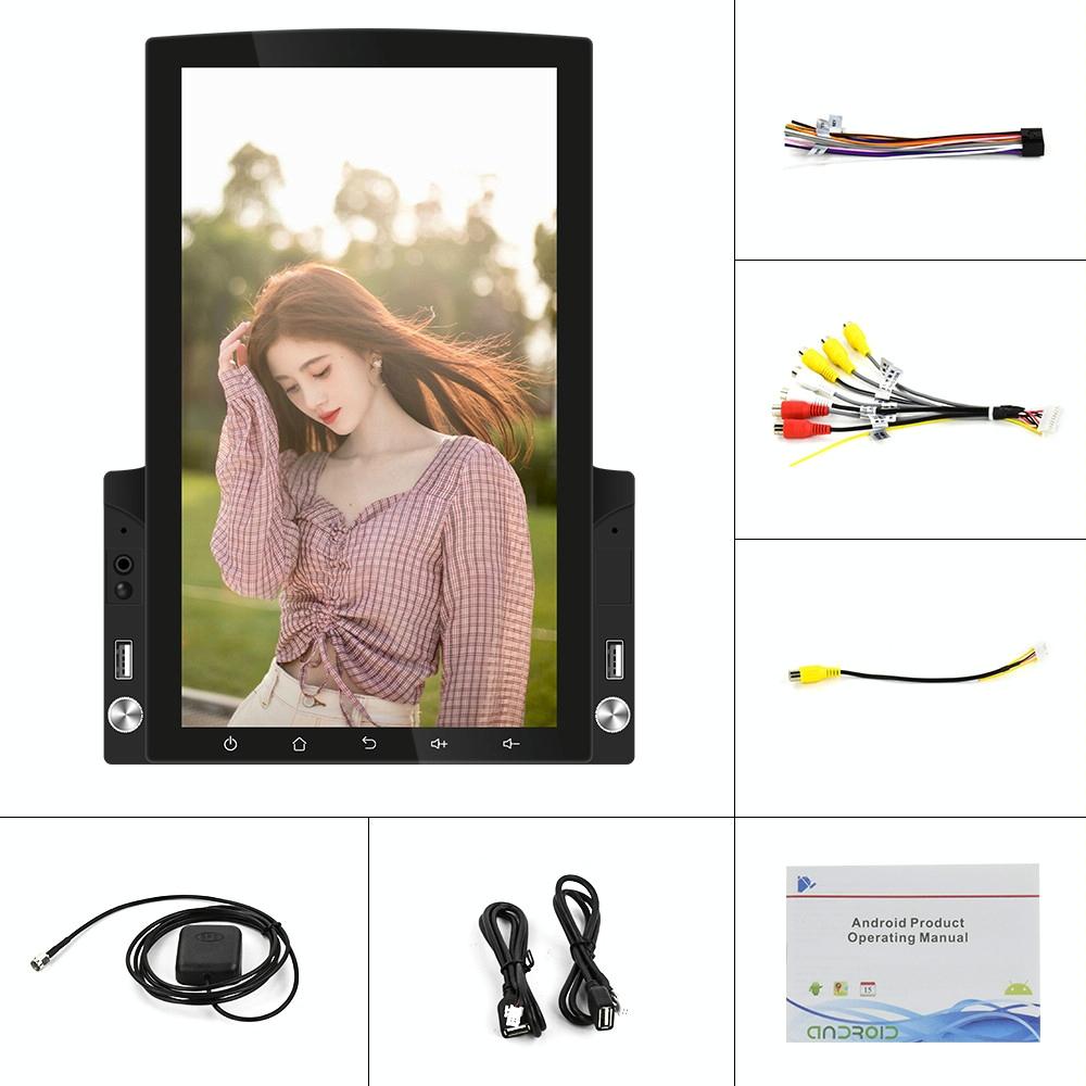 9.7 Inch Vertical Screen Android Car Mp5 Player With Hd 2.5D Glass Standard + 8 Lights Camera