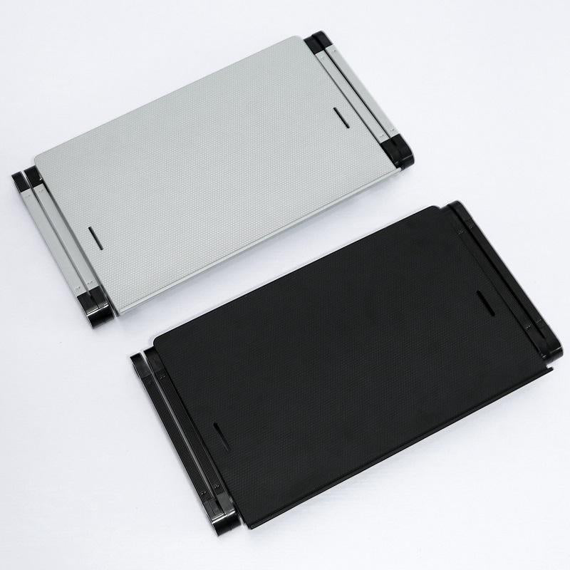Portable Laptop Desk with Fan & Mouse Board - Aluminum Alloy Folding & Heightening - Black