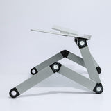 Portable Laptop Desk with Fan & Mouse Board - Aluminum Alloy Folding & Heightening - Black - Low Angle