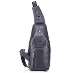 Retro Leather Crossbody Chest Bag For Men Gray Brown