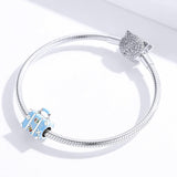 925 Sterling Silver Blue Beads For Bracelet - Close-Up Angle