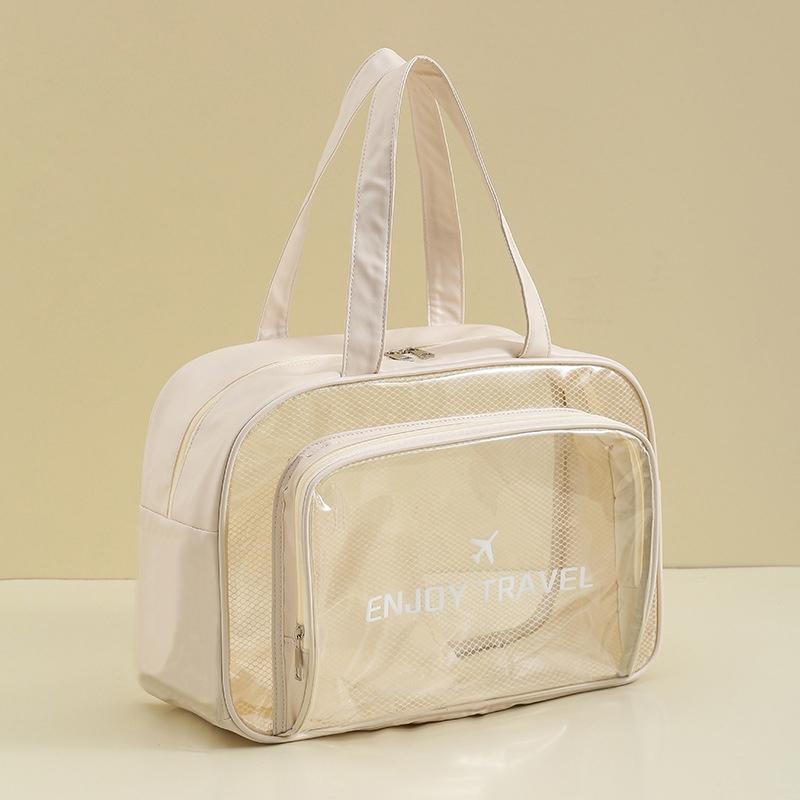 Beige Waterproof Beach Bag For Toiletries Cosmetics L For Swimming Travel - Black No Shoe Warehouse