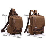 Khaki Canvas Chest Bag For Outdoor Travel Messenger Style - Top-Down View