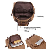 Khaki Canvas Chest Bag For Outdoor Travel Messenger Style - Rear View