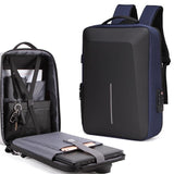 Anti-theft Hard Shell Backpack for Men - Blue - Front View