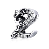 925 Sterling Silver Relief Number Series 0 9 Beads For Diy Bracelets And Necklaces Style - 2 - Front View