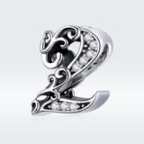 925 Sterling Silver Relief Number Series 0 9 Beads For Diy Bracelets And Necklaces Style - 2 - Side View