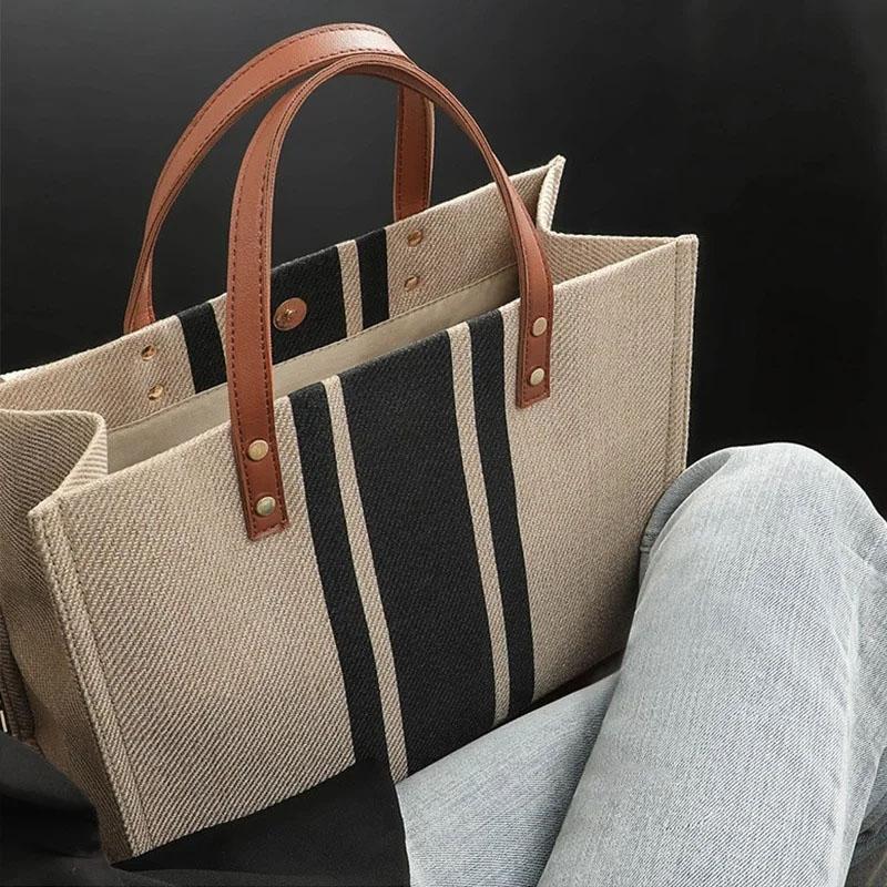 Large Canvas Crossbody Bag For Women Black - Zipper Model Navy