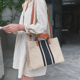 Large Canvas Crossbody Bag For Women Black - Zipper Model Navy