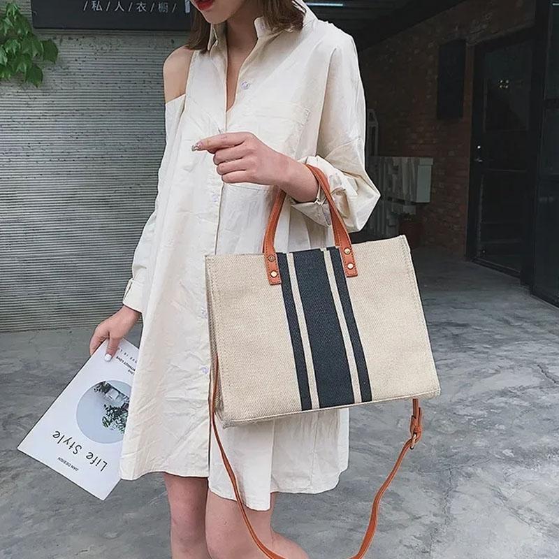 Large Canvas Crossbody Bag For Women Black - Zipper Model Navy