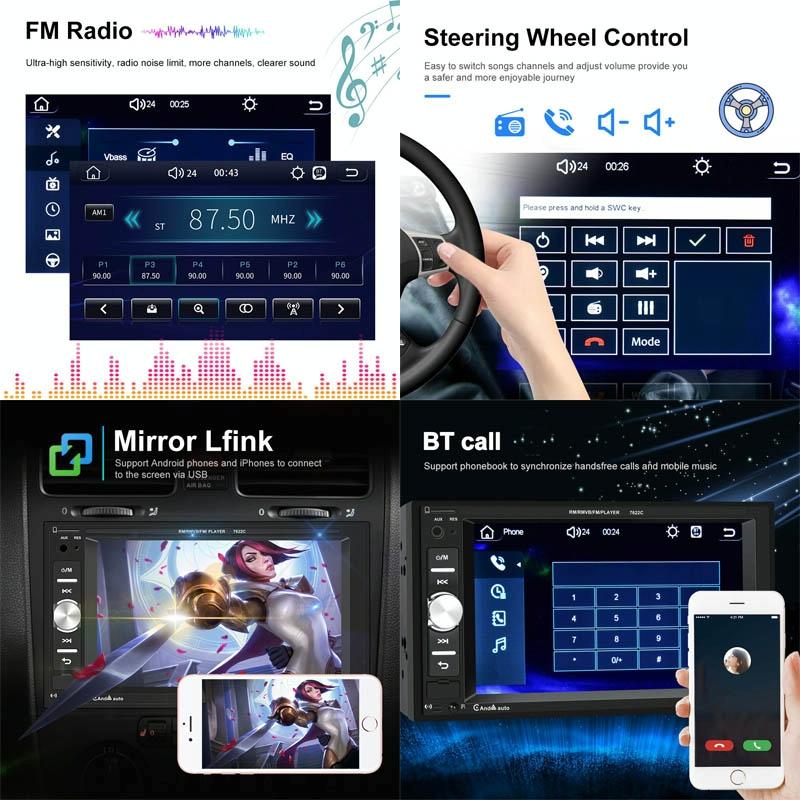 6.2 Inch Dual Spindle Hd Car Mp5 Player + 8 Light Camera