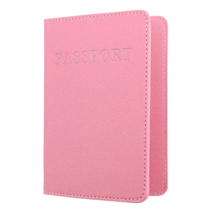 Frosted Pink Pu Multi Card Passport Holder For Travel Abroad