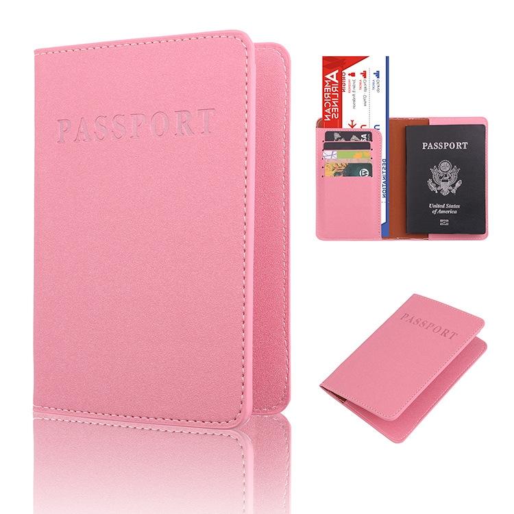 Frosted Pink Pu Multi Card Passport Holder For Travel Abroad
