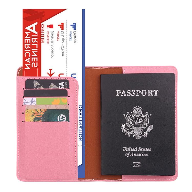 Frosted Pink Pu Multi Card Passport Holder For Travel Abroad