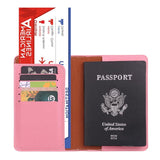 Frosted Pink Pu Multi Card Passport Holder For Travel Abroad - Top-Down View