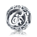 925 Sterling Silver 26 English Letter Beads For Diy Bracelets & Necklaces Style - C - Front View