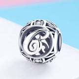 925 Sterling Silver 26 English Letter Beads For Diy Bracelets & Necklaces Style - C - Side View