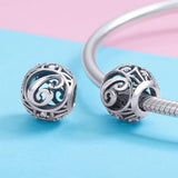 925 Sterling Silver 26 English Letter Beads For Diy Bracelets & Necklaces Style - C - 45-Degree Angle