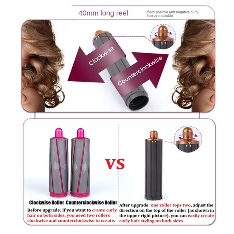 Long Barrel Curling Iron for Dyson Hair Dryer - 13.4cm Upgraded Gold 40mm