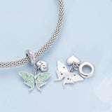 925 Sterling Silver Natural Butterfly Pendant For Diy Bracelet Style - Butterfly - Side View