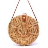 Handmade Rattan Bag With Buckle Bowknot Design Perfect For Autumn And Beach Days 20X20X8Cm - Top-Down View