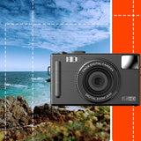 3.0 Hd Children's Digital Camera with 48mp & 3 Screen + Card Reader - Black - Low Angle