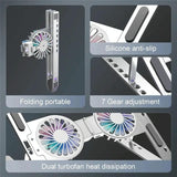 Foldable Laptop Cooling Stand with Ambient Light - Gray