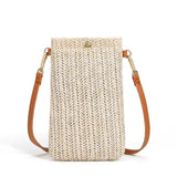 Beach Bag With Magnetic Buckle Straw Beige - Front View