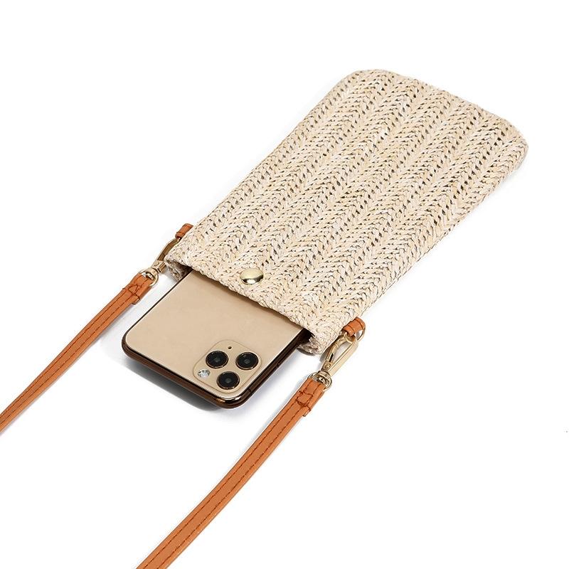 Beach Bag With Magnetic Buckle Straw Beige