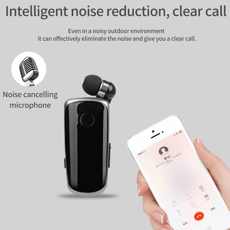Wireless Bluetooth In-ear Earphone with Vibrating Alert and Hands-free Clip - Blue