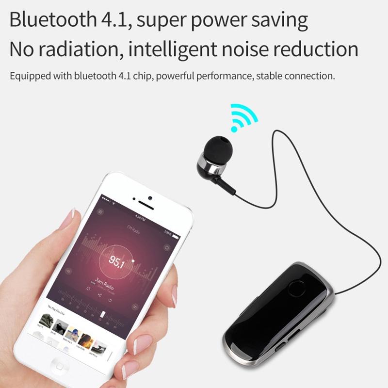 Wireless Bluetooth In-ear Earphone with Vibrating Alert and Hands-free Clip - Blue
