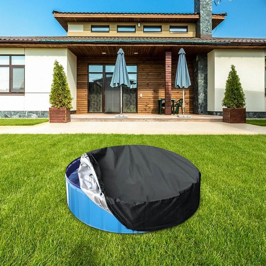 Round Foldable Pool Cover - Dustproof & Sunscreen - 162x30cm - Black / Silver
