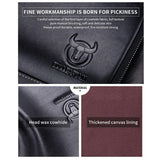 Black Cowhide Messenger Bag For Men Single Shoulder Sports Bag - Rear View
