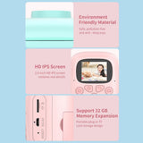32g Pink Cartoon Kids Camera with Rotating Lens - A18 Hd
