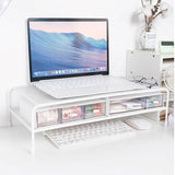 Desk Organizer Bracket for Elevated Computer Monitor - Wrought Iron - Double Layer - Side View