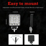 11.2W 10 - 30V Dc 6000K 3 Inch 16 Leds Square Offroad Truck Car Driving Light Work Light Spotlight Fog Light - Top-Down View