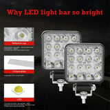 11.2W 10 - 30V Dc 6000K 3 Inch 16 Leds Square Offroad Truck Car Driving Light Work Light Spotlight Fog Light - Close-Up Angle