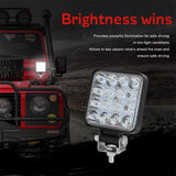 11.2W 10 - 30V Dc 6000K 3 Inch 16 Leds Square Offroad Truck Car Driving Light Work Light Spotlight Fog Light - Low Angle