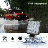 11.2W 10 - 30V Dc 6000K 3 Inch 16 Leds Square Offroad Truck Car Driving Light Work Light Spotlight Fog Light - Extra Image