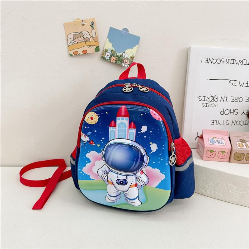 Blue Cartoon Astronaut Kids School Bag - Dinosaur Sky Blue