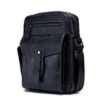Cowhide Messenger Bag Large Capacity Briefcase Black