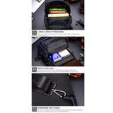 Leather Men Chest Bag Casual Shoulder Bag Black / Blue - Close-Up Angle