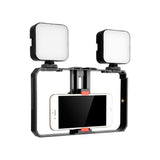 Vlogging Live Broadcast Smartphone Video Rig With Led Selfie Light And Stabilizer Handle - Front View