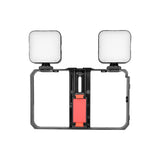 Vlogging Live Broadcast Smartphone Video Rig With Led Selfie Light And Stabilizer Handle