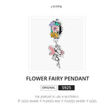 925 Sterling Silver Flower Elf Pendant For Bracelet Or Necklace - Side View