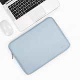 Sky Blue Pu Leather Laptop Bag - 11 / 12 Inch - Front View